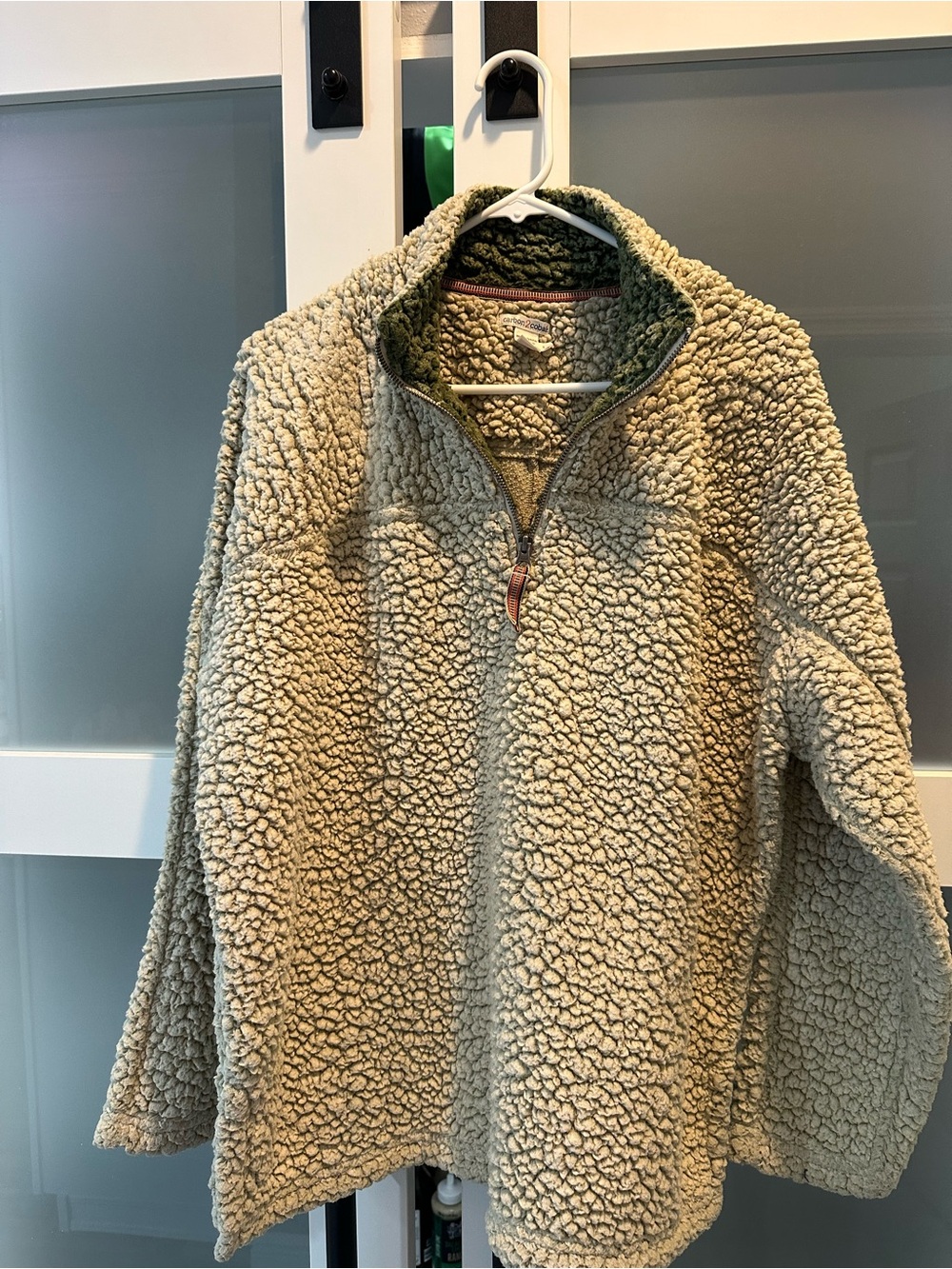 Men's Plush Sherpa Half-Zip Sweater Jacket - Cream